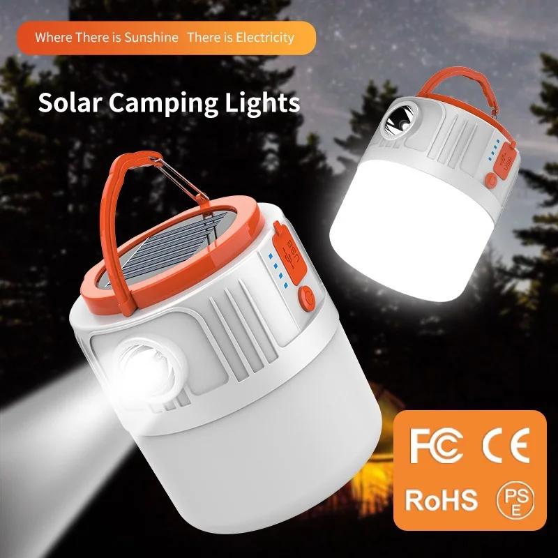 리모컨 출력 기능이 있는 태양광 LED 캠핑 조명, 충전식 비상 램프, 야외 BBQ 낚시 걸이식 텐트 랜턴